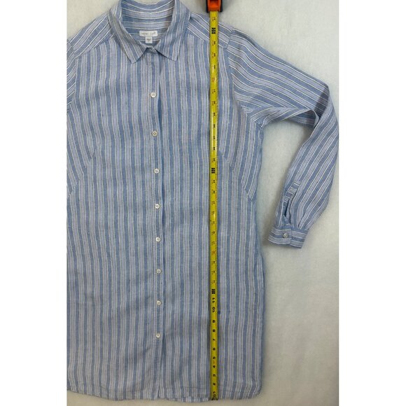 J. Jill Linen Coastal S Preppy Blue & White Striped Button-Front Shirt Dress - Picture 9 of 10